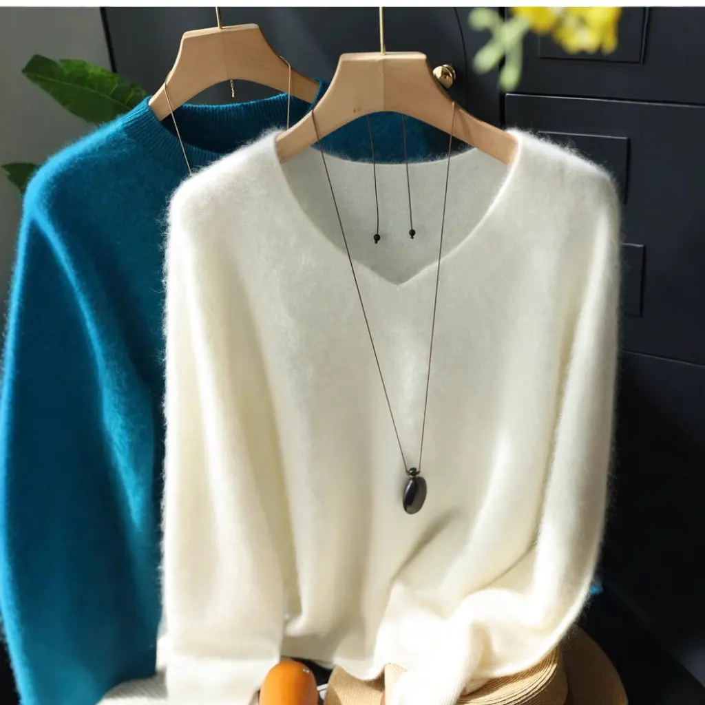 Women's High-End Off-Season Bargain round Neck V-Neck Luxury Brushed Wool Cashmere Seamless Sweater by Island Sei
Women's High-End Off-Season Bargain round Neck V-Neck Luxury Brushed Wool Cashmere Seamless Sweater by Island Sei