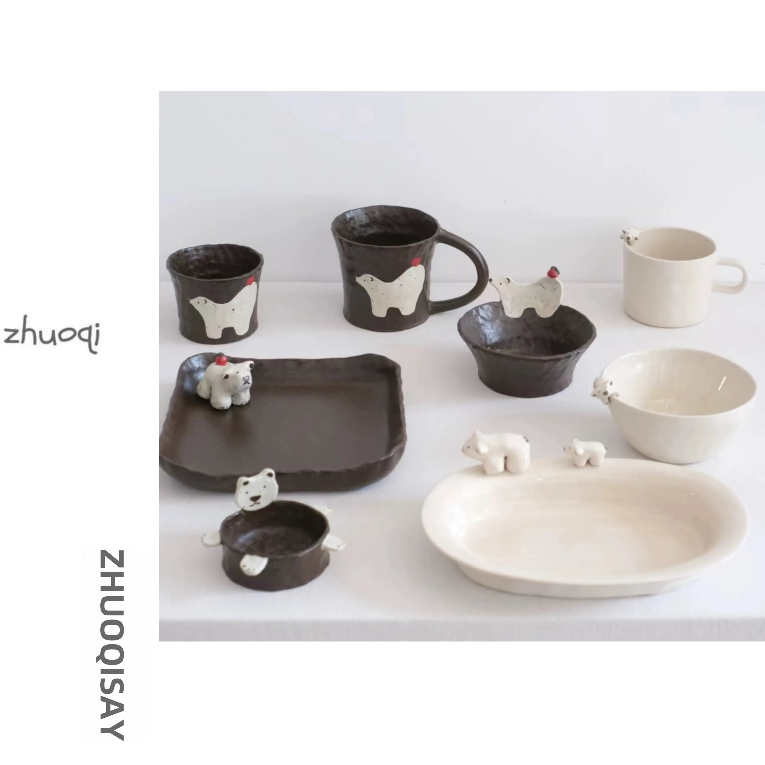 Zhuqi Says Handmade Junxiang Hard Pine Wood Ceramic Coffee Cup And Plate Set Cute Polar Bear Design Diningware for 7 to 9 People
Zhuqi Says Handmade Junxiang Hard Pine Wood Ceramic Coffee Cup And Plate Set Cute Polar Bear Design Diningware for 7 to 9 People
