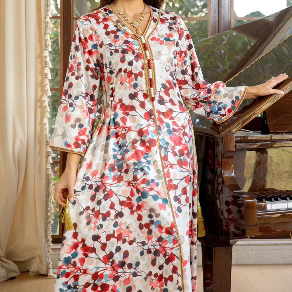 Eid Floral Print Party Dresses for Women Dubai Abaya Turkey Kaftan Ramadan Jalabiya Islam Gown Marocain Robe Muslim Dress Abayas
Eid Floral Print Party Dresses for Women Dubai Abaya Turkey Kaftan Ramadan Jalabiya Islam Gown Marocain Robe Muslim Dress Abayas