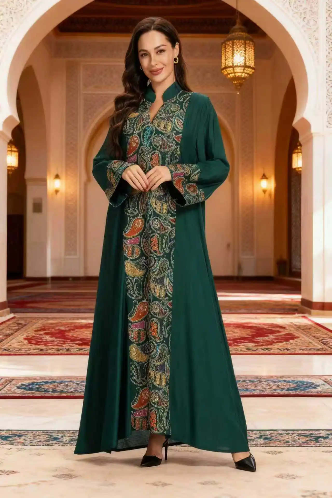 Office Casual Pattern Printed Two Piece Set Elegant Loose Party Outfits Spring Women's V-neck Robe Dress And Long Cardigan Suit
Office Casual Pattern Printed Two Piece Set Elegant Loose Party Outfits Spring Women's V-neck Robe Dress And Long Cardigan Suit