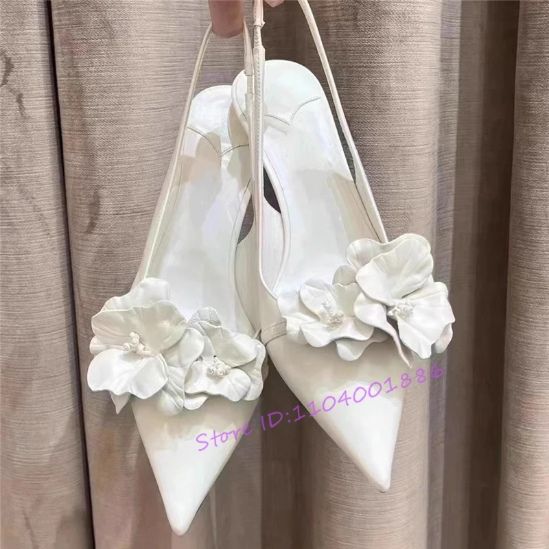 White Orchid Decor Sandals for Women Wedding Shoes Elegant Pointed Toe Back Strap Kitten Heel Pumps Summer Party Dress Shoes
White Orchid Decor Sandals for Women Wedding Shoes Elegant Pointed Toe Back Strap Kitten Heel Pumps Summer Party Dress Shoes
