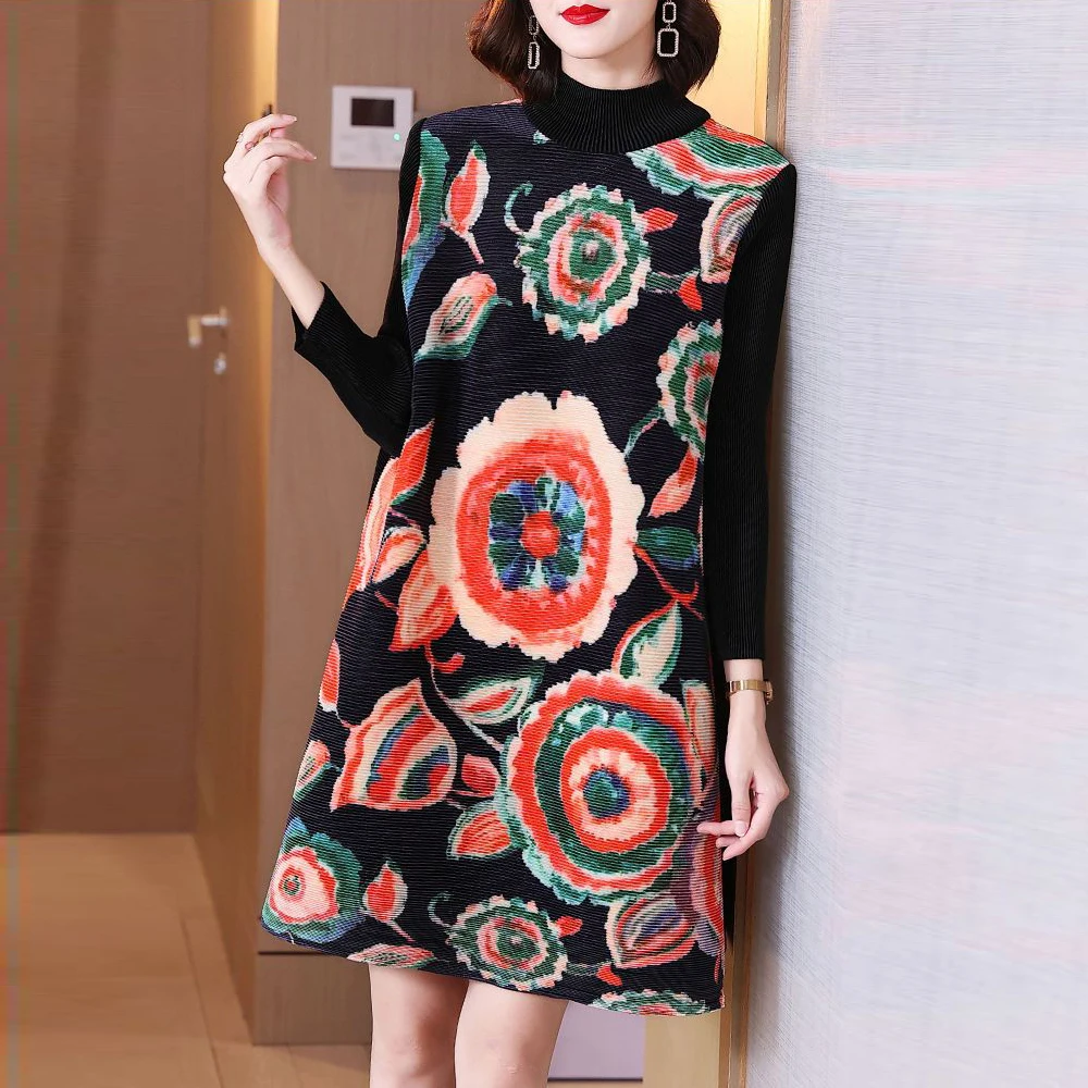 Middle-aged mother dress pleated dress 2025 autumn and winter new retro long-sleeved semi-turtleneck loose a-word skirt
Middle-aged mother dress pleated dress 2025 autumn and winter new retro long-sleeved semi-turtleneck loose a-word skirt