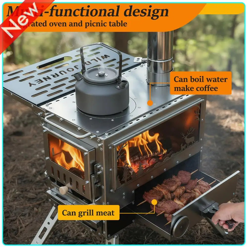 Wood Burning Stove with Oven & Camping Table with Chimney Pipe Multi-Fuel Camp Stove Stainless Steel for Heating Cooking Hunting
Wood Burning Stove with Oven & Camping Table with Chimney Pipe Multi-Fuel Camp Stove Stainless Steel for Heating Cooking Hunting