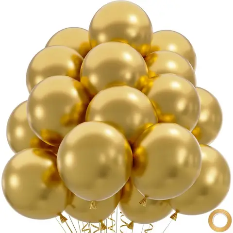 50pcs Metallic Gold Balloons Helium Quality 12inch Chrome Gold Latex Balloons for Balloon Garland Arch as Wedding Graduation Bi