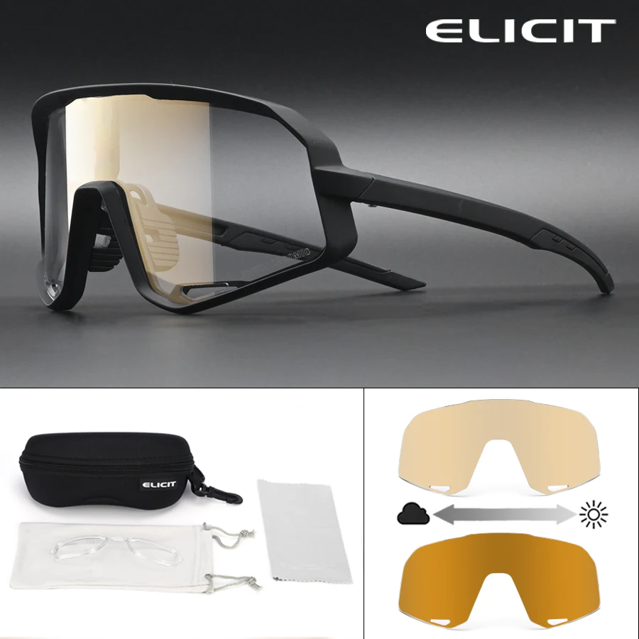 ELICIT Photochromic Cycling Sunglasses Unisex UV400 Running Eyewear Road Bike Riding Glasses Bicycle Outdoor Sports Glasses E809
ELICIT Photochromic Cycling Sunglasses Unisex UV400 Running Eyewear Road Bike Riding Glasses Bicycle Outdoor Sports Glasses E809