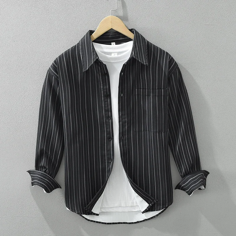 2024 New Black Striped Shirt for Men Casual Cotton Long Sleeve Shirts Loose Versatile Men's Clothing
2024 New Black Striped Shirt for Men Casual Cotton Long Sleeve Shirts Loose Versatile Men's Clothing