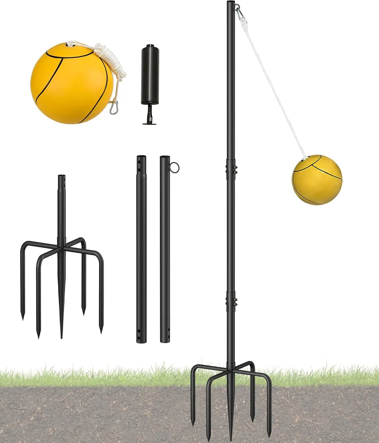 Heavy Duty Tetherball Set Adjustable Iron Sleeve Pole with Ball & Rope 5-Prong Base Outdoor Playground Equipment for Kids Adults Dogs Backyard Play
Heavy Duty Tetherball Set Adjustable Iron Sleeve Pole with Ball & Rope 5-Prong Base Outdoor Playground Equipment for Kids Adults Dogs Backyard Play