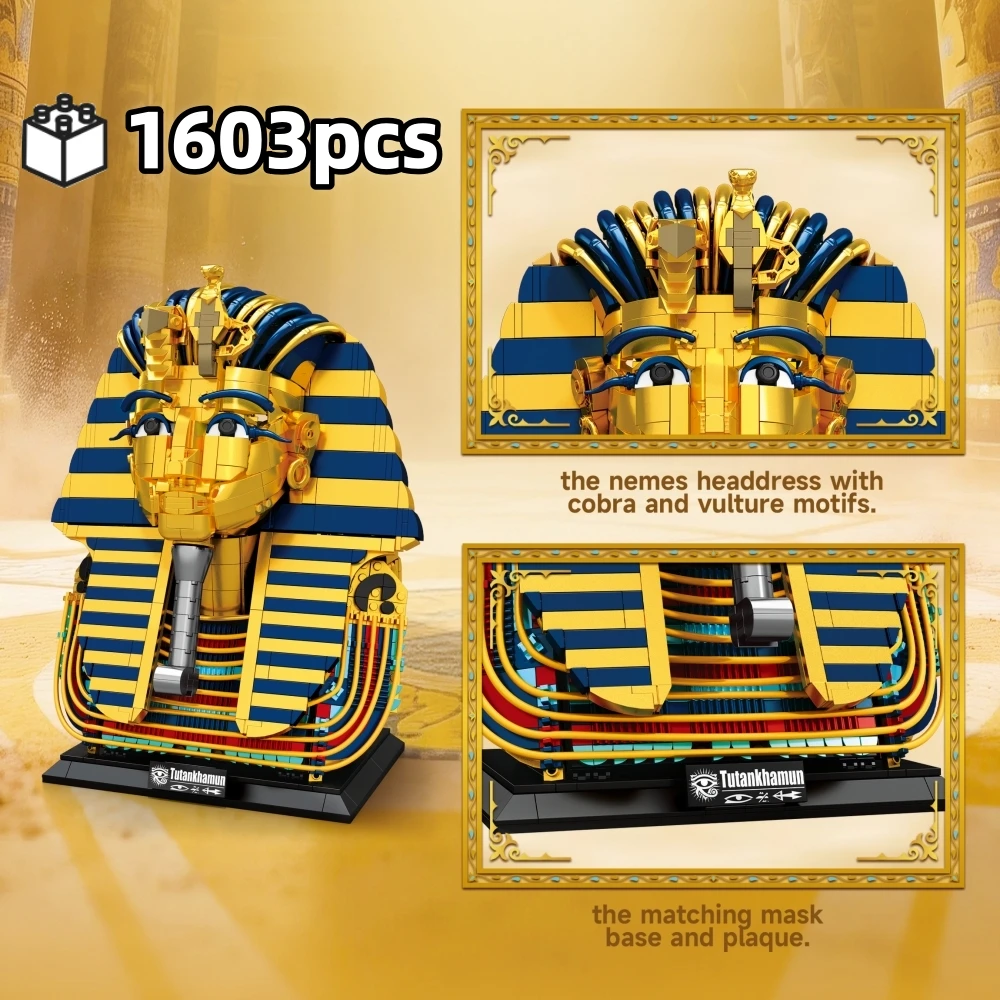 1603pcs Egypt Pharaoh Golden Mask Model Building Blocks, Mythical Sphinx MOC Technical Bricks, Ancient Architecture Decor Gift
1603pcs Egypt Pharaoh Golden Mask Model Building Blocks, Mythical Sphinx MOC Technical Bricks, Ancient Architecture Decor Gift