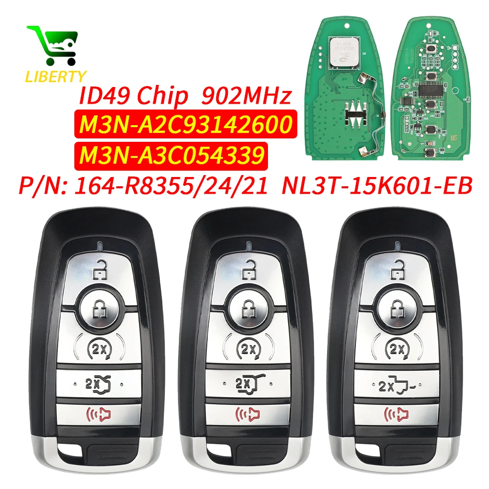Liberty 49Chip 902MHz M3N-A2C93142600 Smart Car Key For Ford F-150 F-350 F-450 Explorer Edgs Fusion Expedition Mustang 2017-2020
Liberty 49Chip 902MHz M3N-A2C93142600 Smart Car Key For Ford F-150 F-350 F-450 Explorer Edgs Fusion Expedition Mustang 2017-2020