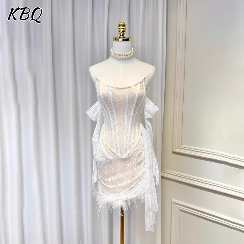 KBQ Solid Spliced Feather Slimming Mini Dresses For Women Strapless Sleeveless Backless Patchwork Lace Evening Dress Female New
KBQ Solid Spliced Feather Slimming Mini Dresses For Women Strapless Sleeveless Backless Patchwork Lace Evening Dress Female New