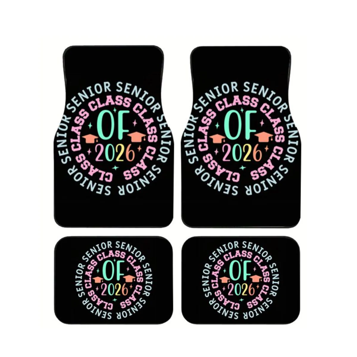 4Pcs Colorful Ring Grad Cap Print Car Floor Mats Anti-slip Waterproof Auto Interior Foot Carpets Interior Accessories For SUV
4Pcs Colorful Ring Grad Cap Print Car Floor Mats Anti-slip Waterproof Auto Interior Foot Carpets Interior Accessories For SUV