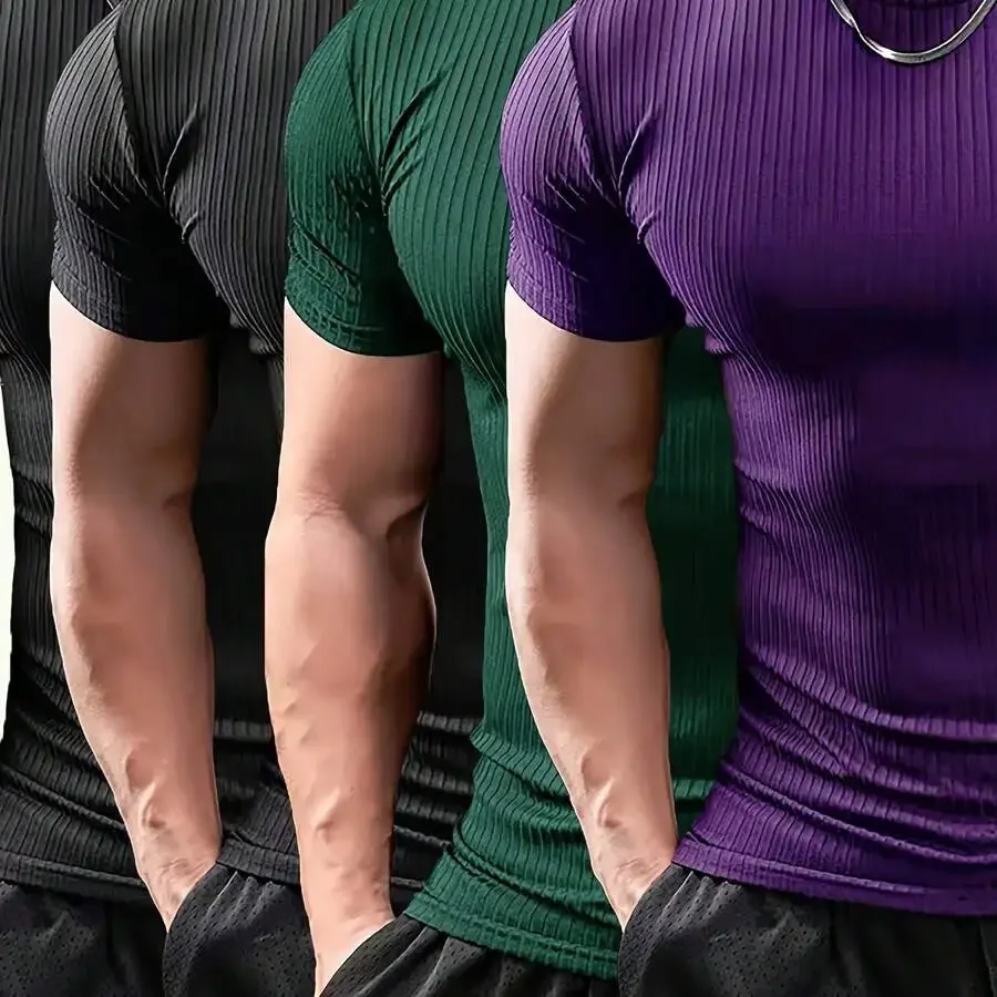 4pcs Mens Short Sleeve Ribbed T-Shirt Comfortable Breathable Casual Sporty Style
4pcs Mens Short Sleeve Ribbed T-Shirt Comfortable Breathable Casual Sporty Style