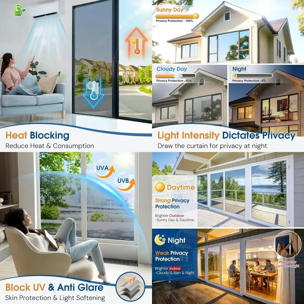 Пленка для окон Privacy Window Film - профессиональная, теплоотражающая, блокирующая УФ-излучение, серебристая, статическая, 35.4 x 157.4
Пленка для окон Privacy Window Film - профессиональная, теплоотражающая, блокирующая УФ-излучение, серебристая, статическая, 35.4 x 157.4