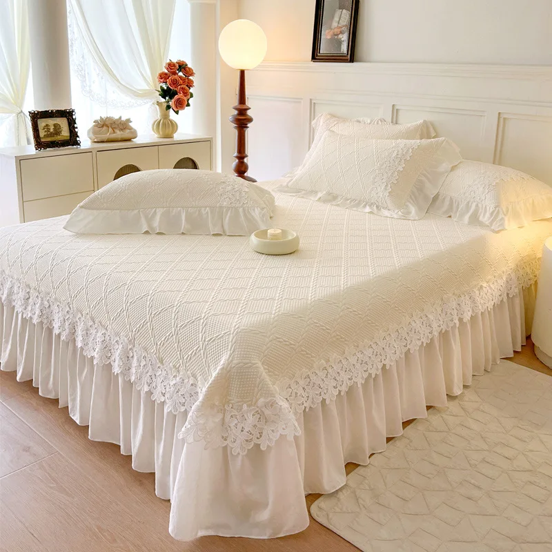 French Embroidery Luxury Cooling Bedspread Set | 3-Piece Ice Silk Quilted Bed Skirt Cover | Lace Trim Summer Bedding Room Decor
French Embroidery Luxury Cooling Bedspread Set | 3-Piece Ice Silk Quilted Bed Skirt Cover | Lace Trim Summer Bedding Room Decor