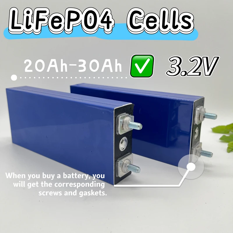 Rechargeable Lithium Iron Phosphate (LiFePO4) Battery Cell 3.2V 20Ah-30Ah Deep Cycles for DIY 12V 24V 36V 48V UPS Solar Power
Rechargeable Lithium Iron Phosphate (LiFePO4) Battery Cell 3.2V 20Ah-30Ah Deep Cycles for DIY 12V 24V 36V 48V UPS Solar Power