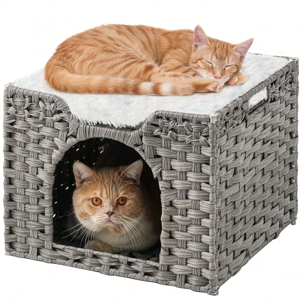 Beds Indoor Kitten House, Handwoven Rattan Cat Cave Pet Cube, Large Cat Houses, One Bed Mat, Foldable, Hideaway, 16.5x16.5x13.2
Beds Indoor Kitten House, Handwoven Rattan Cat Cave Pet Cube, Large Cat Houses, One Bed Mat, Foldable, Hideaway, 16.5x16.5x13.2