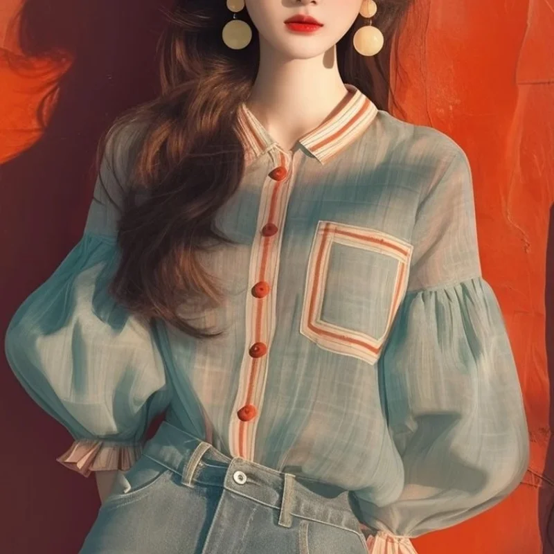 Spring And Autumn New Plaid Single Breasted Round Neck Three Quarter Sleeve Loose Office Lady Casual Women's Wear Shirt
Spring And Autumn New Plaid Single Breasted Round Neck Three Quarter Sleeve Loose Office Lady Casual Women's Wear Shirt