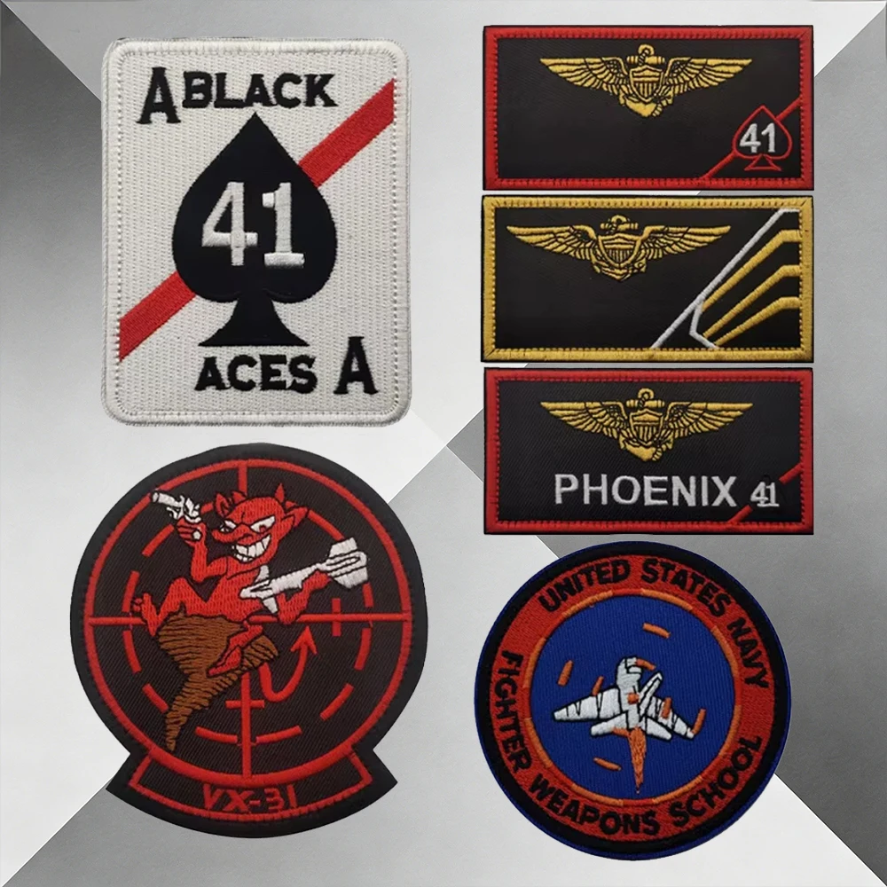 TOPGUN & VFA-41 Patches - US Navy Aviation Embroidery Black Aces & Phoenix Tactical Patches for Tactical Gear With Hook&Loop
TOPGUN & VFA-41 Patches - US Navy Aviation Embroidery Black Aces & Phoenix Tactical Patches for Tactical Gear With Hook&Loop