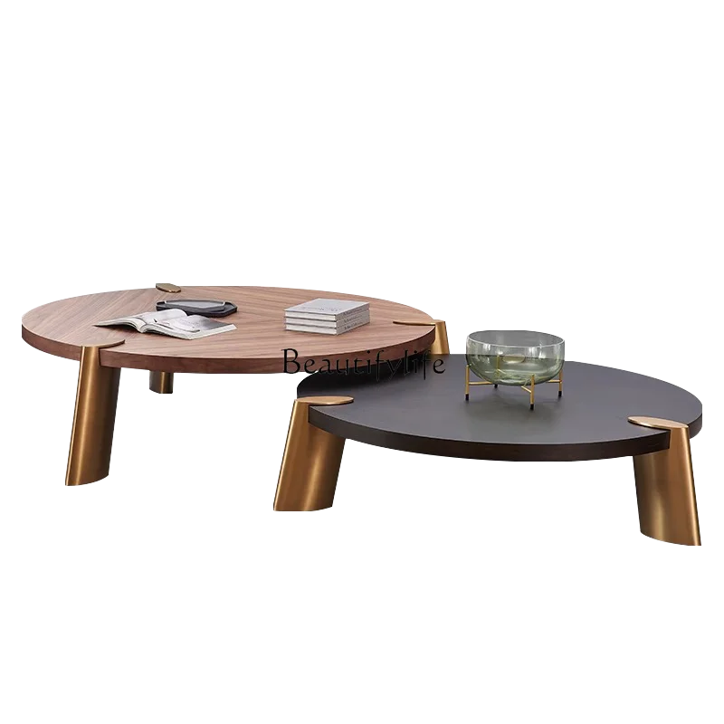 Italian minimalist walnut color matching coffee table light luxury modern tea table round new
Italian minimalist walnut color matching coffee table light luxury modern tea table round new