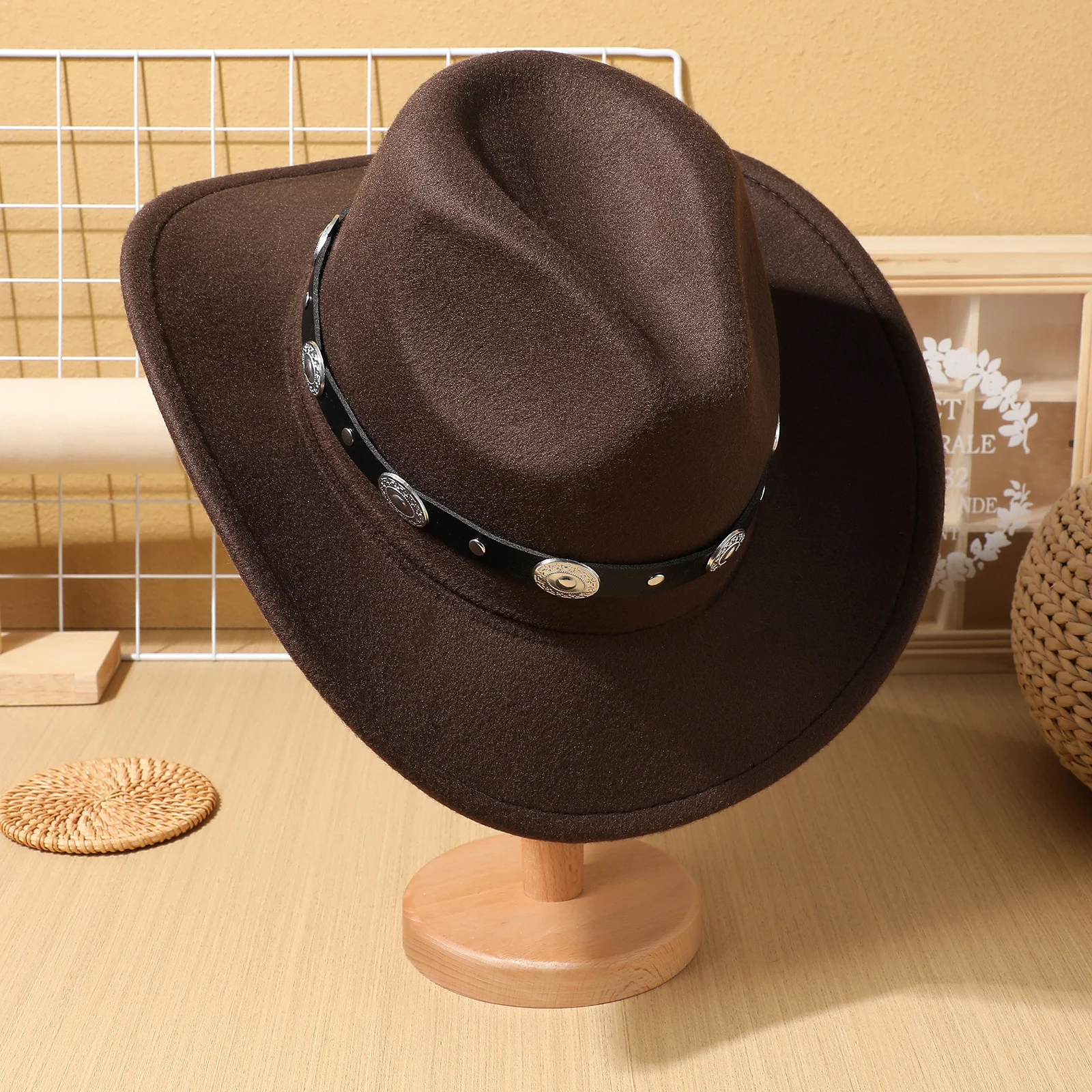 Vintage Felt Cowboy Hat Wide Brim Western Costume Hat Decorative Belt for Formal Events Travel Cowboy Costume Accessories,
Vintage Felt Cowboy Hat Wide Brim Western Costume Hat Decorative Belt for Formal Events Travel Cowboy Costume Accessories,