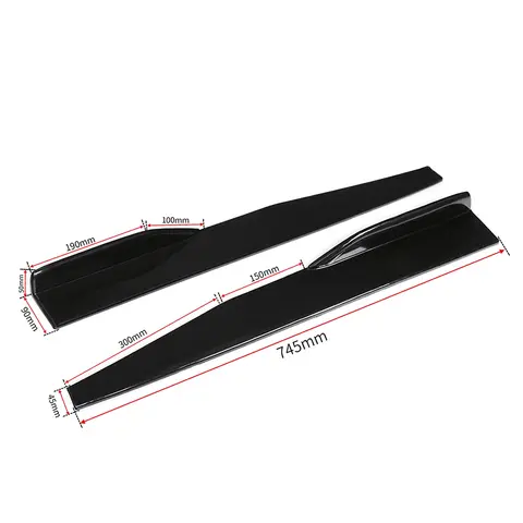 Kit de parachoques Universal para carrocería de coche, divisores de balancín, difusor de alas de ala, falda lateral negra, 2 piezas