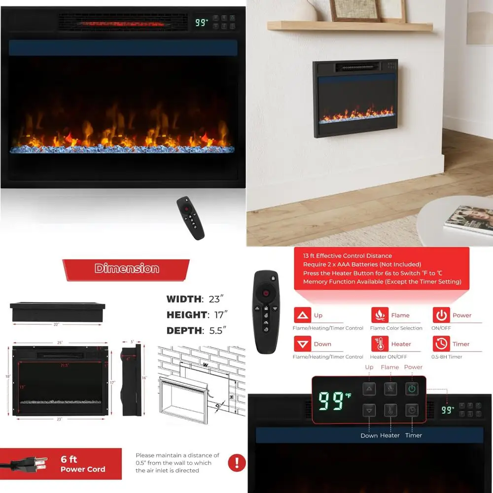23 Infrared Quartz Electric Fireplace Insert, 1500W Heater with Remote & Thermostat
23 Infrared Quartz Electric Fireplace Insert, 1500W Heater with Remote & Thermostat