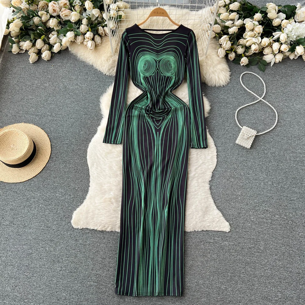 Foamlina Spring Fashion Striped Print Women Dress Elegant O Neck Long Sleeve Hollow Out Back Slim Sexy Evening Party Maxi Dress
Foamlina Spring Fashion Striped Print Women Dress Elegant O Neck Long Sleeve Hollow Out Back Slim Sexy Evening Party Maxi Dress