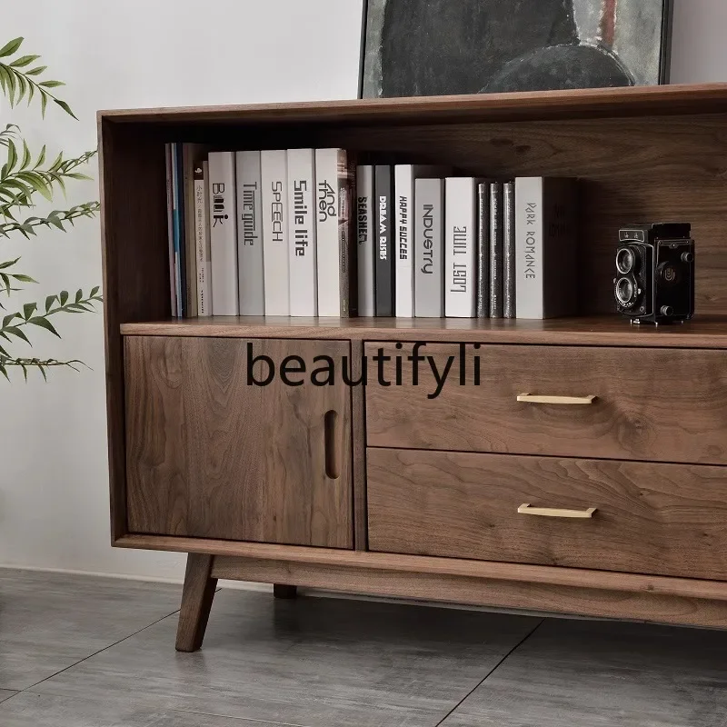 v Solid wood bookcase Nordic black walnut simple floor lattice cabinet Multifunctional locker
v Solid wood bookcase Nordic black walnut simple floor lattice cabinet Multifunctional locker