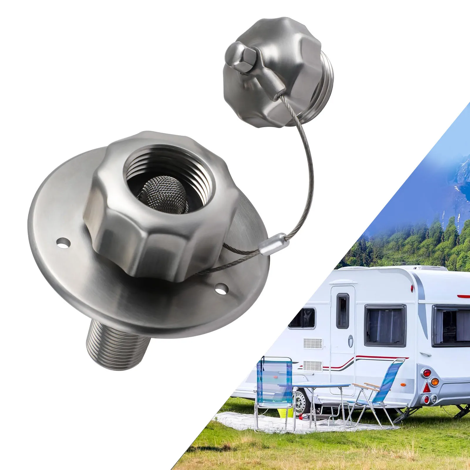 RV City Water Inlet 3/4in GHT Female 1/2in NPT Male 3in Flange RV Water Connection with Check Valve for Motorhome Accessories
RV City Water Inlet 3/4in GHT Female 1/2in NPT Male 3in Flange RV Water Connection with Check Valve for Motorhome Accessories