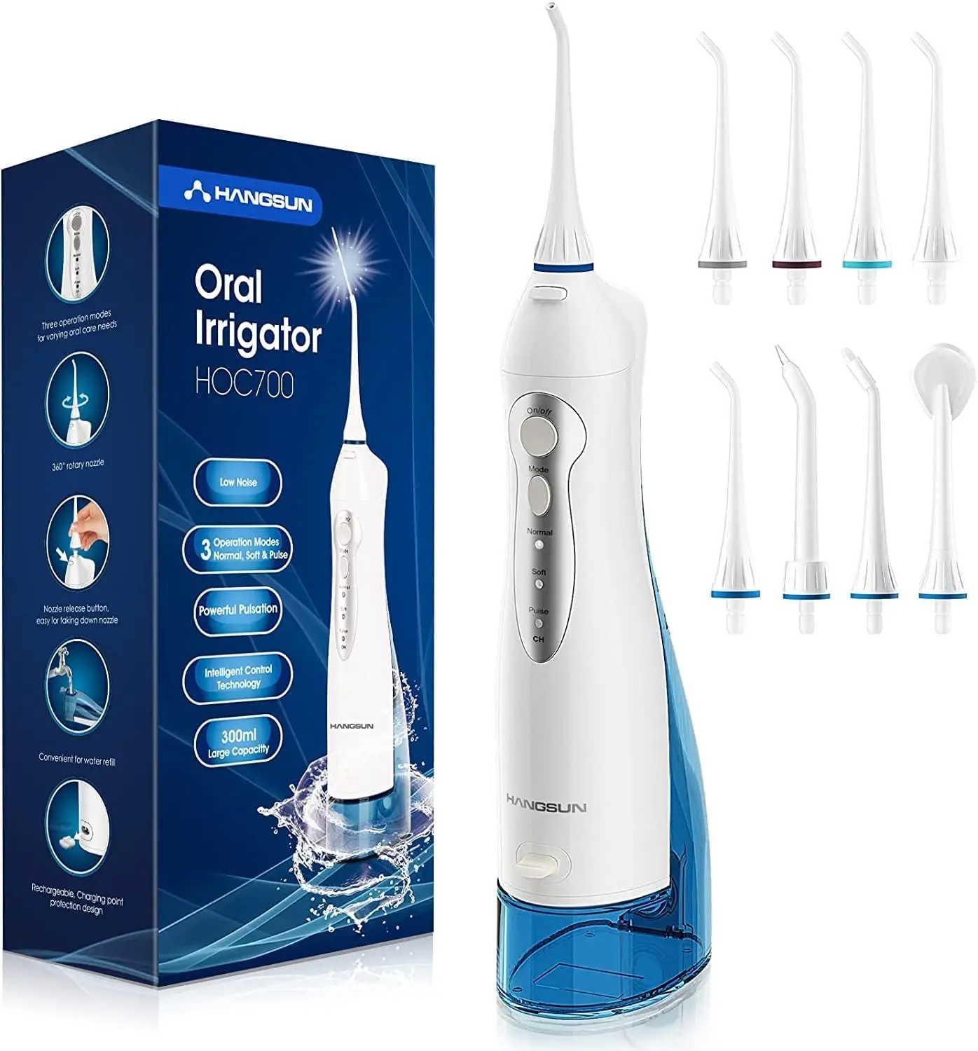 Cordless Water Flosser 300ML Rechargeable Dental Oral Irrigator for Teeth Braces, 3 Modes & 8 Nozzles for Travel & Home
Cordless Water Flosser 300ML Rechargeable Dental Oral Irrigator for Teeth Braces, 3 Modes & 8 Nozzles for Travel & Home