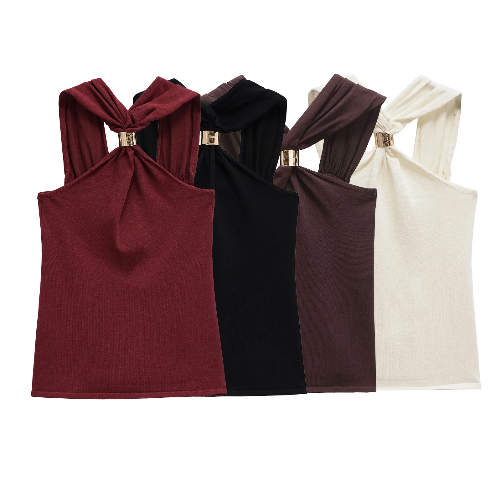 ZBZA Women's Cropped Open Back Knit Top Sexy Halter Neck Gold Button High Elastic Solid Slim Fit Vest Spring Summer New Chic Top
ZBZA Women's Cropped Open Back Knit Top Sexy Halter Neck Gold Button High Elastic Solid Slim Fit Vest Spring Summer New Chic Top