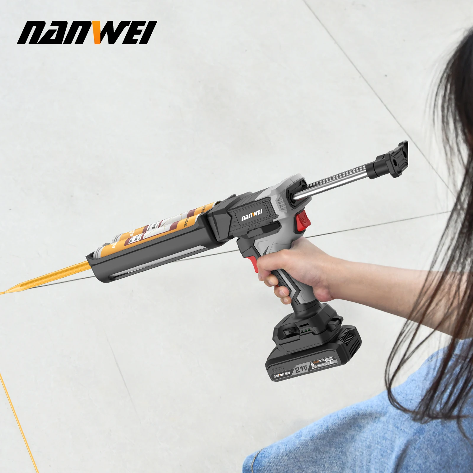 Dual Tube Battery Brushless Electric Glue Gun 21v Silicone Sealant Aluminum Handle Cordless Caulking Glue Gun
Dual Tube Battery Brushless Electric Glue Gun 21v Silicone Sealant Aluminum Handle Cordless Caulking Glue Gun