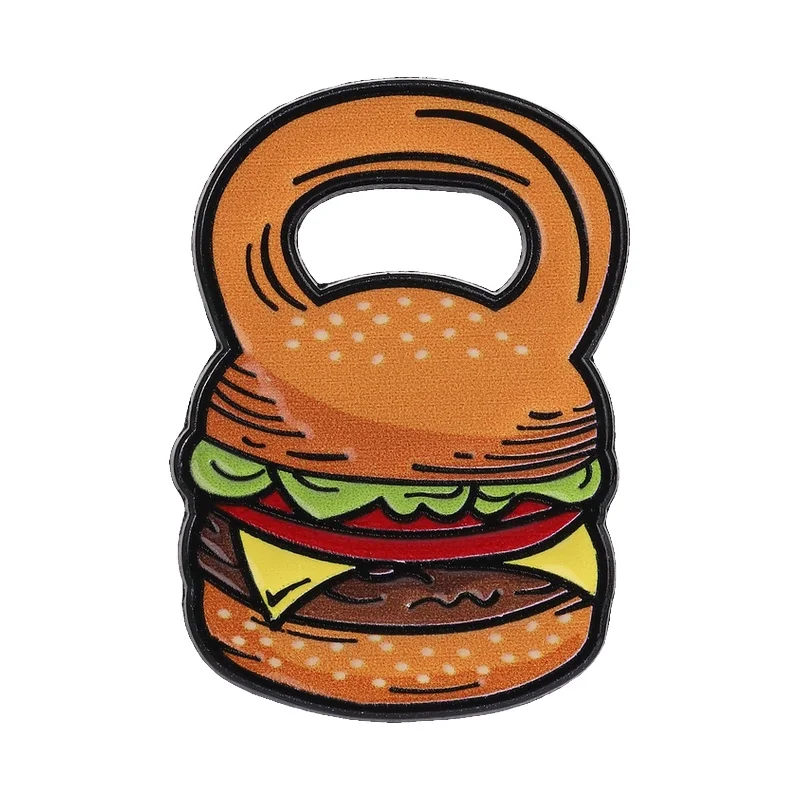 Funny Hamburger Kettlebell Enamel Pin Creative Fitness Kettle Bell & Hamburger Design Brooch Lapel Badge Jewelry Gift for Friend
Funny Hamburger Kettlebell Enamel Pin Creative Fitness Kettle Bell & Hamburger Design Brooch Lapel Badge Jewelry Gift for Friend