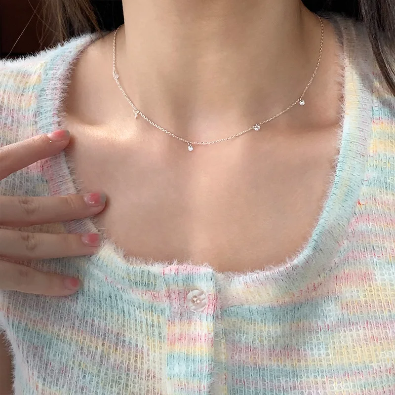 New 925 Sterling Silver Multiple Zircon Necklace Simple Style Choker Birthday Party Gift for Women Fine Jewelry
New 925 Sterling Silver Multiple Zircon Necklace Simple Style Choker Birthday Party Gift for Women Fine Jewelry