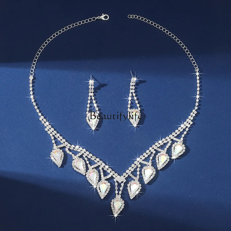 Full diamond multi-crystal diamond earrings set, multi-color jewelry two-piece set
Full diamond multi-crystal diamond earrings set, multi-color jewelry two-piece set