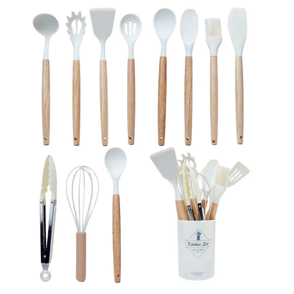 12/14 шт./компл. термостойкий набор кухонной утвари, многофункциональный экологически чистый силиконовый набор кухонной утвари с деревянной ручкой
12/14 шт./компл. термостойкий набор кухонной утвари, многофункциональный экологически чистый силиконовый набор кухонной утвари с деревянной ручкой