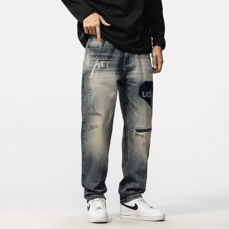 BYCL905 American high street torn holes cut and frayed prints heavy craft wash trend fashion men's jeans
BYCL905 American high street torn holes cut and frayed prints heavy craft wash trend fashion men's jeans