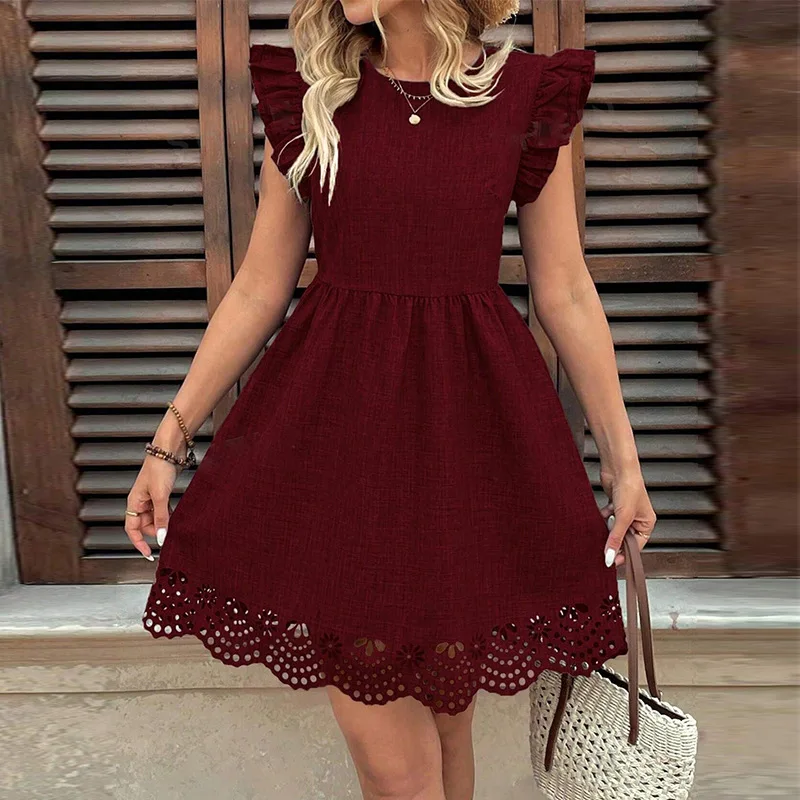 Women's Dress 2026 Spring Summer New Solid Color Round Neck Flutter Sleeve High Waist Casual Daily A-Line Mini Dress
Women's Dress 2026 Spring Summer New Solid Color Round Neck Flutter Sleeve High Waist Casual Daily A-Line Mini Dress