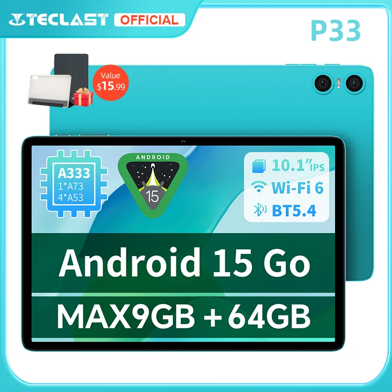 Teclast P33 Android 15 Планшет 10,1 дюйма 1280x800 IPS A333 5-ядерный Макс. 9 ГБ ОЗУ 64 ГБ ПЗУ 6000 мАч Тип-C Металлический корпус Планшеты ПК Wi-Fi 6
Teclast P33 Android 15 Планшет 10,1 дюйма 1280x800 IPS A333 5-ядерный Макс. 9 ГБ ОЗУ 64 ГБ ПЗУ 6000 мАч Тип-C Металлический корпус Планшеты ПК Wi-Fi 6