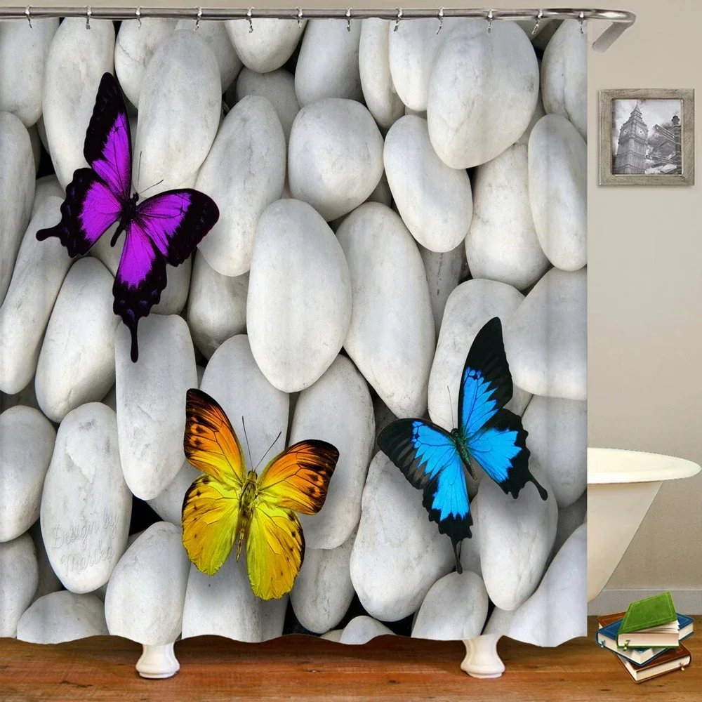 Pebble Stone Butterfly Shower Curtain Waterproof Polyester Fabric Zen Bathroom Curtain 180 x 200cm with Hooks Shower Curtain
Pebble Stone Butterfly Shower Curtain Waterproof Polyester Fabric Zen Bathroom Curtain 180 x 200cm with Hooks Shower Curtain