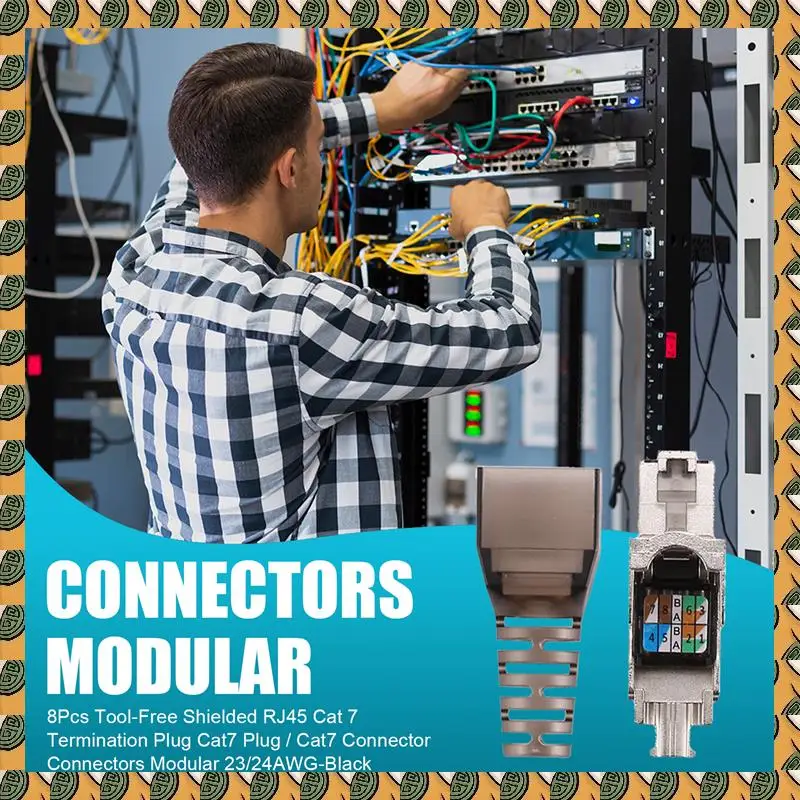 A77I 8 шт. экранированные разъемы RJ45 Cat 7 без инструментов, вилка Cat7/разъем Cat7, модульные разъемы 23/24AWG
A77I 8 шт. экранированные разъемы RJ45 Cat 7 без инструментов, вилка Cat7/разъем Cat7, модульные разъемы 23/24AWG