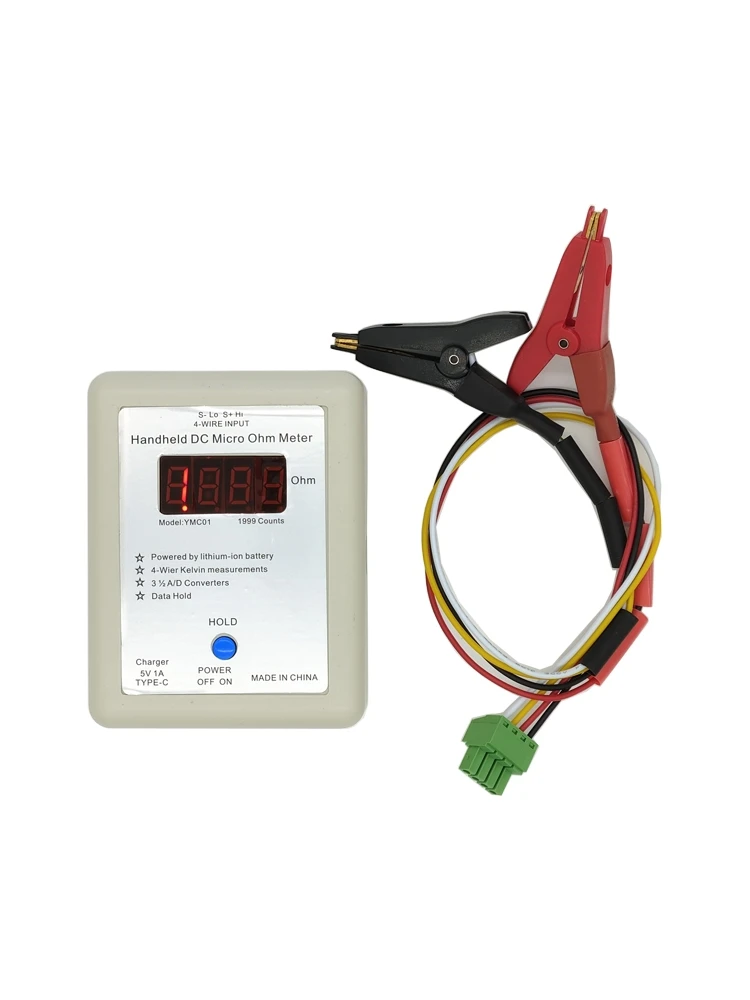 Portable DC Milliohm Meter YMC01 DC Low Resistance Tester Rechargeable Four-wire Kelvin Measurement
Portable DC Milliohm Meter YMC01 DC Low Resistance Tester Rechargeable Four-wire Kelvin Measurement