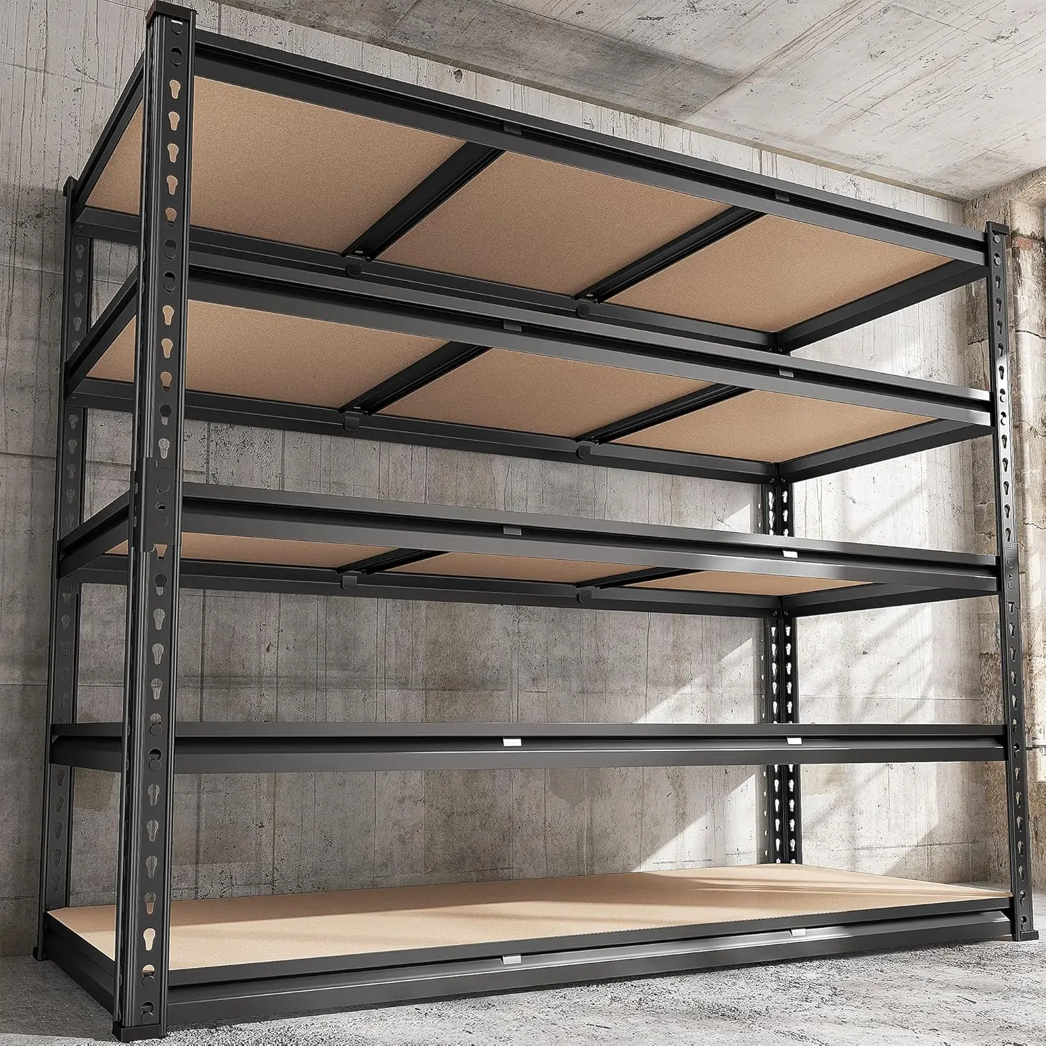 48" W Garage Shelving 3020LBS Storage Shelves 5 Tier Industrial Shelving Adjustable Metal Storage Shelves for, Customized
48" W Garage Shelving 3020LBS Storage Shelves 5 Tier Industrial Shelving Adjustable Metal Storage Shelves for, Customized
