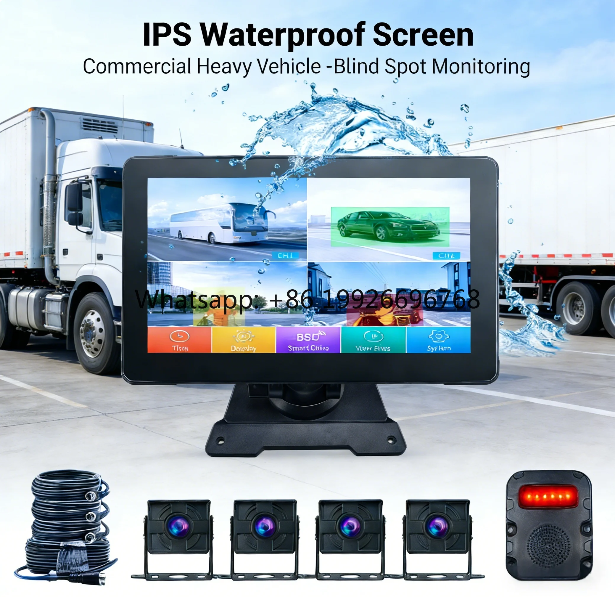 7 Inch Waterproof Truck DVR Camera System , Waterproof Touch Screen AHD Monitor &Recorder, AI BSD Blind Spot Detection for Truck
7 Inch Waterproof Truck DVR Camera System , Waterproof Touch Screen AHD Monitor &Recorder, AI BSD Blind Spot Detection for Truck