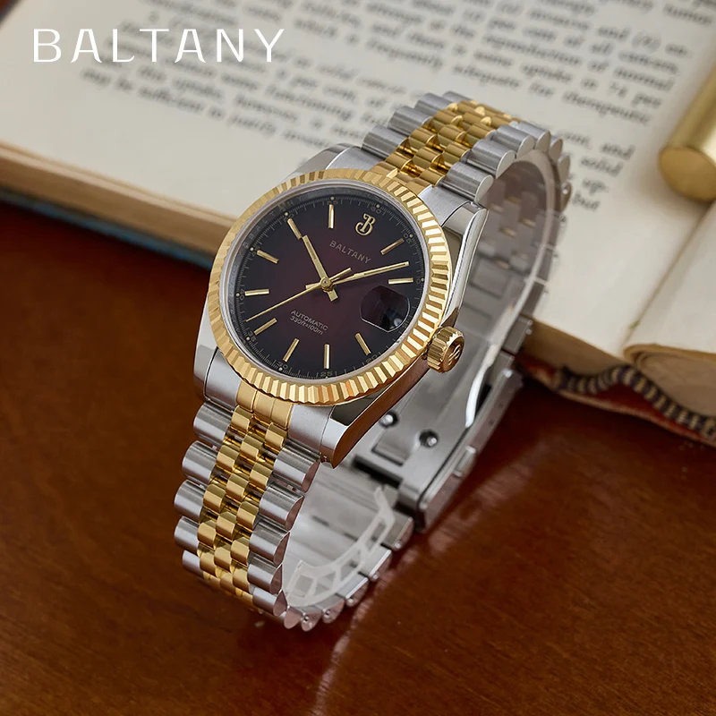 Baltany S4084 рифленый безель 36 мм золотые наручные часы в стиле ретро винтажный светящийся браслет с датой NH35 автоматические деловые часы мужские
Baltany S4084 рифленый безель 36 мм золотые наручные часы в стиле ретро винтажный светящийся браслет с датой NH35 автоматические деловые часы мужские