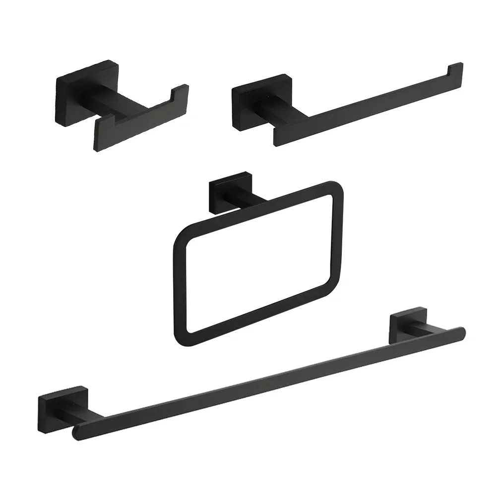Luxury Black Bathroom Accessories Sets Storage Holder Hook Stainless Steel 4-Piece Kits
Luxury Black Bathroom Accessories Sets Storage Holder Hook Stainless Steel 4-Piece Kits