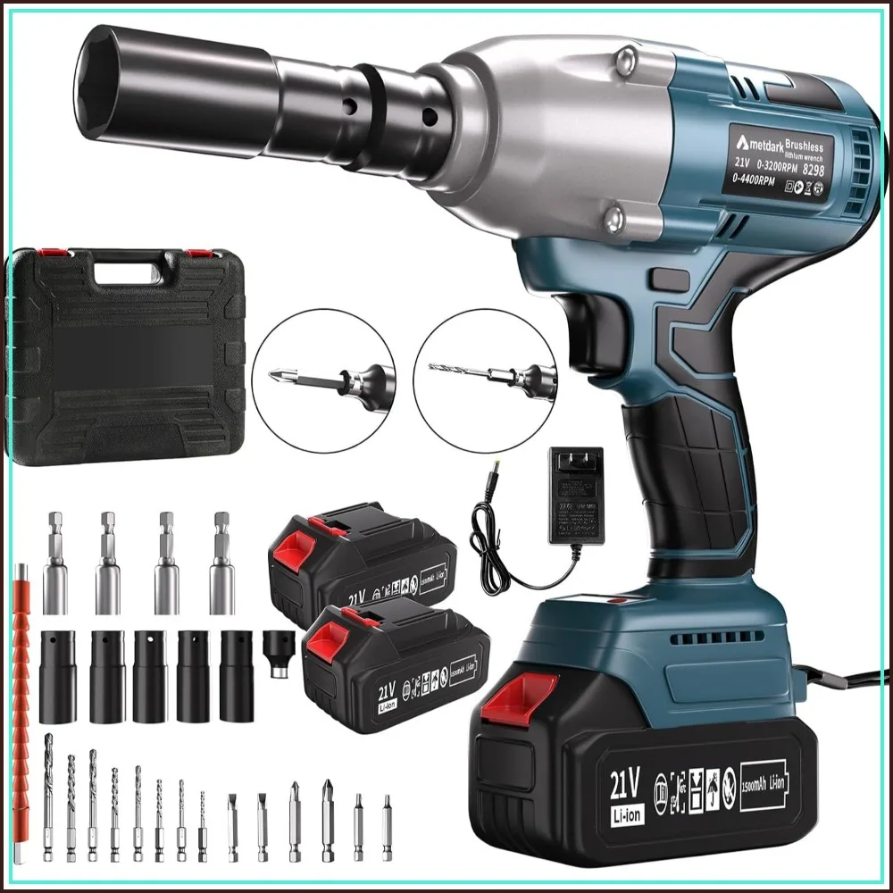 Cordless Impact Wrench 850 Nm 1/2-inch High-Torque Impact Gun with 2x4.6Ah Battery & Charger for Automotive Repair, DIY
Cordless Impact Wrench 850 Nm 1/2-inch High-Torque Impact Gun with 2x4.6Ah Battery & Charger for Automotive Repair, DIY