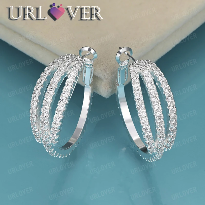 33mm 925 Sterling Silver Hoop Earring Noble Luxury Female Jewelry For Women Engagement Party Wedding Gift Fashion Accessories
33mm 925 Sterling Silver Hoop Earring Noble Luxury Female Jewelry For Women Engagement Party Wedding Gift Fashion Accessories