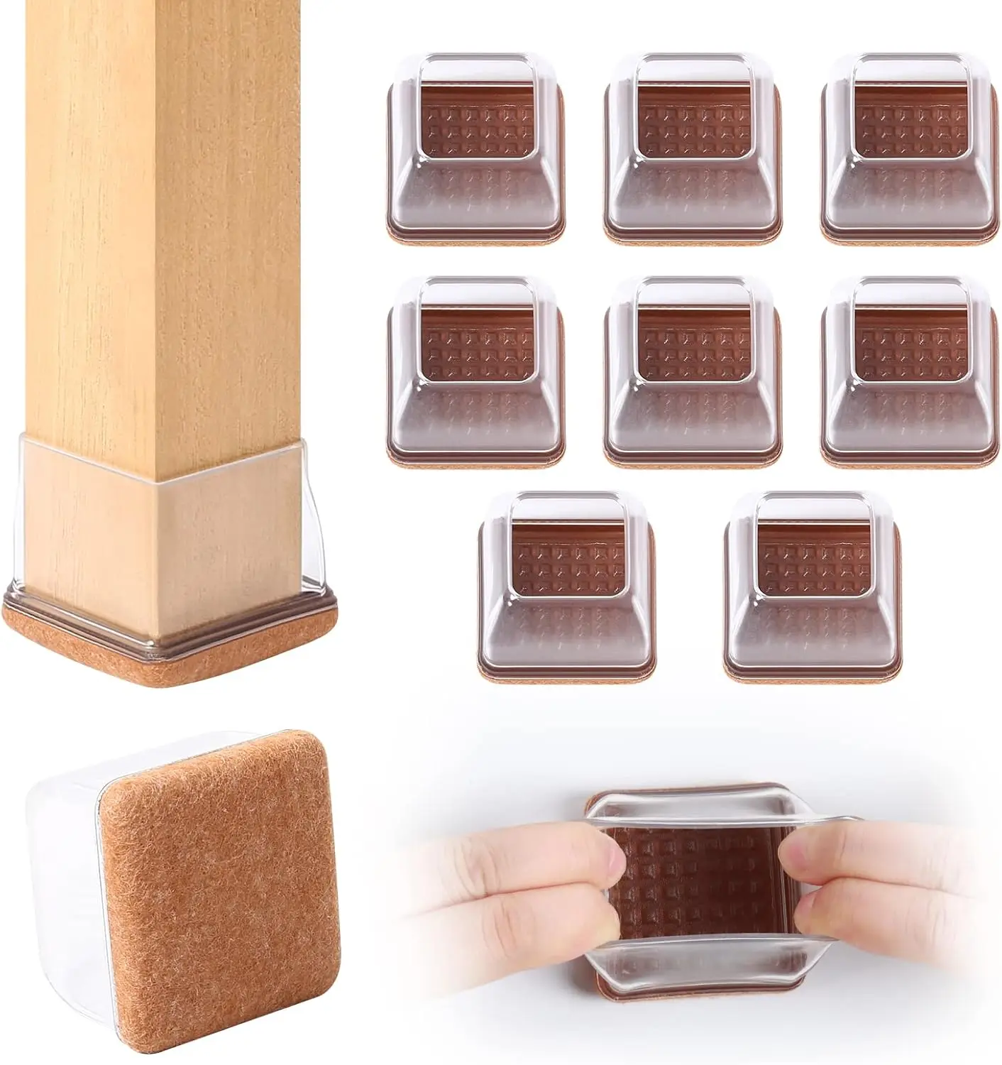 8 Pcs Extra Large Square Chair Leg Floor Protectors, Silicone Felt Furniture Pads for Hardwood Floors, Dining Table Bar Stool
8 Pcs Extra Large Square Chair Leg Floor Protectors, Silicone Felt Furniture Pads for Hardwood Floors, Dining Table Bar Stool