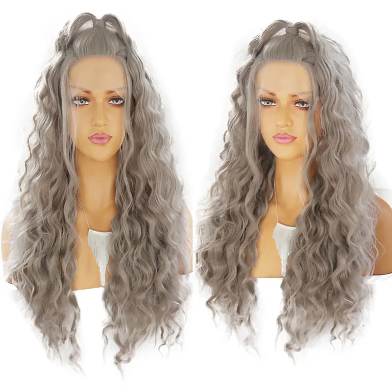 Bombshell Platinum Silver Grey Synthetic Lace Front Wig Loose Curly High Temperature Heat Resistant Fiber Middle Part For Women
Bombshell Platinum Silver Grey Synthetic Lace Front Wig Loose Curly High Temperature Heat Resistant Fiber Middle Part For Women